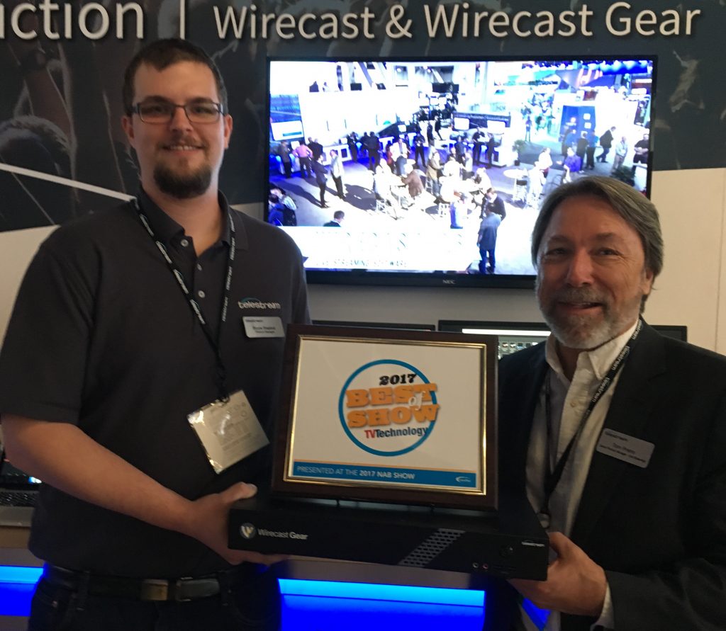 Accepting the award for Best of Show at NAB for Wirecast Gear
